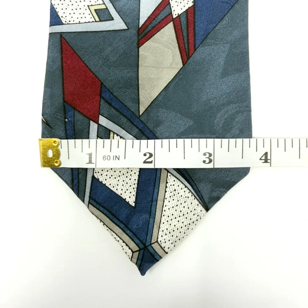 Geoffrey Beene Silk Tie Geometric Blue‎ Red Vintage 58x3.75